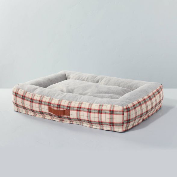 Holiday Plaid with Leather Accent Pet Bed Red/Green - Hearth & Hand™ with Magnolia | Target