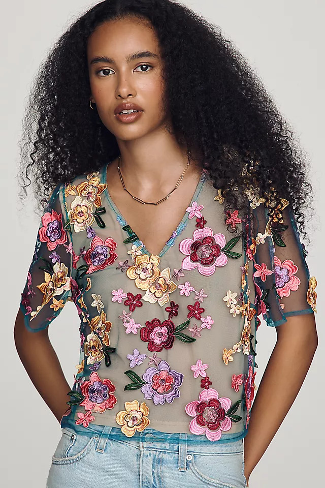 3D Floral Top | Anthropologie (US)