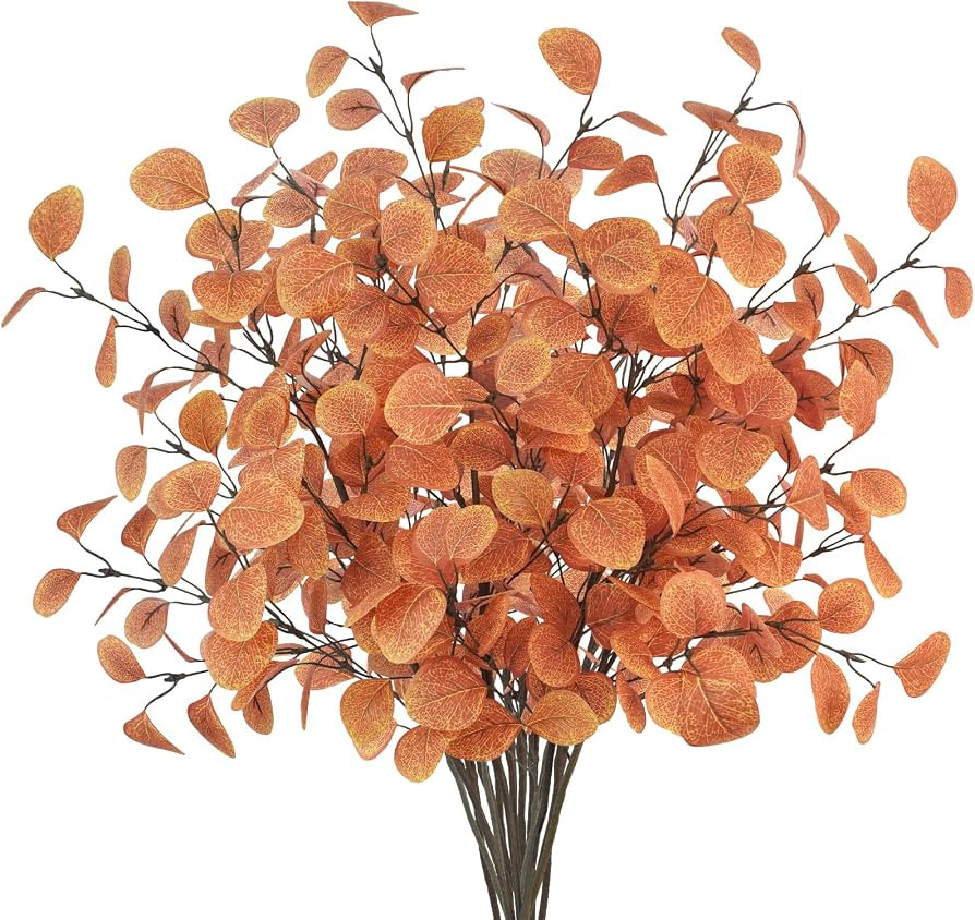 16Pcs Artificial Eucalyptus Leaves Stems 33.8\u2018\u2019 Eucalyptus Branches Fake Poinsettia Flo... | Amazon (US)