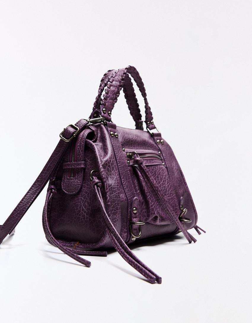 Distressed effect bowling bag with straps - Bags and purses - Women | Bershka UK