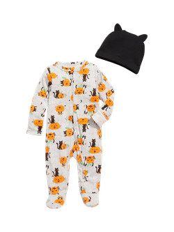 Unisex 2-Way-Zip Printed Sleep & Play Footed One-Piece and Beanie Set for Baby | Old Navy (US)