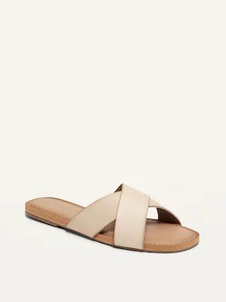 Faux-Leather Cross-Strap Sandals for Women | Old Navy (US)