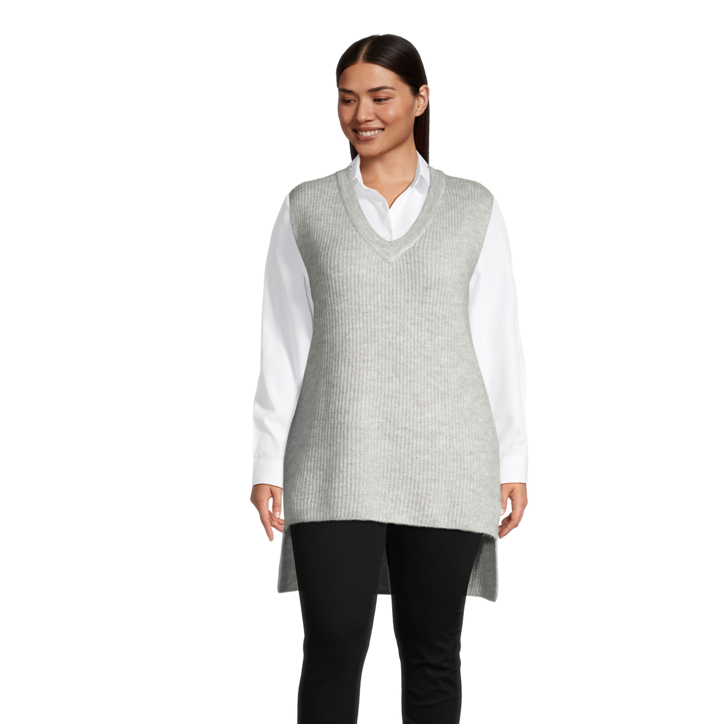 Oversized Gray V-Neck Sweater Vest | World Market