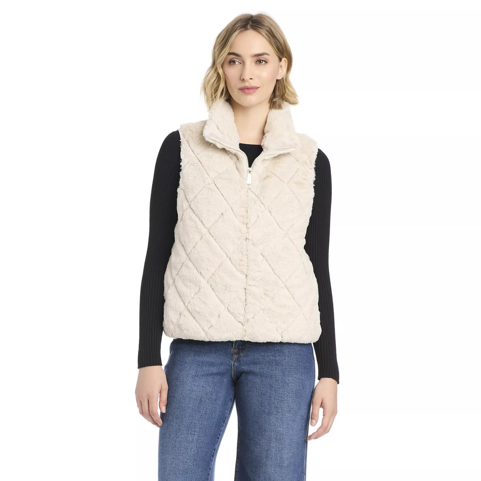 Women's Modern Supply by Sanctuary Faux Fur Puffer Vest, Size: XXL, Ivory | Kohl's