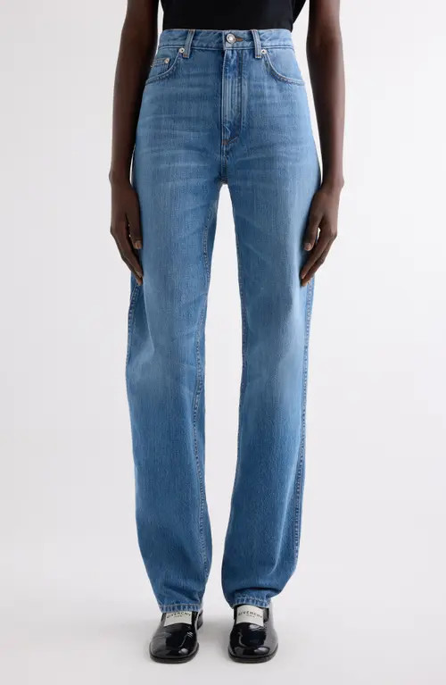 Givenchy Silk Straight Leg Jeans in Medium Blue at Nordstrom, Size 27 | Nordstrom