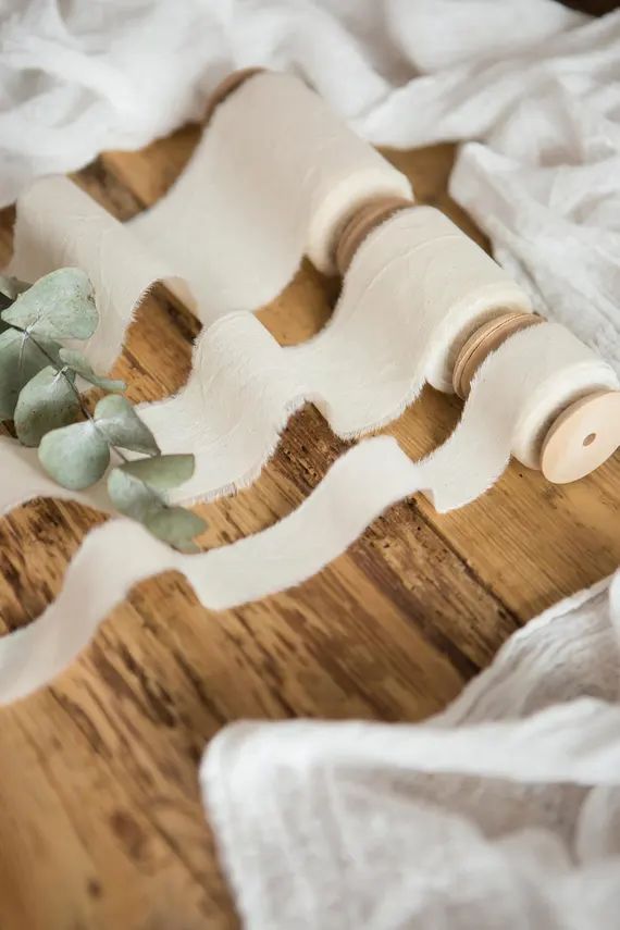 Ivory ribbon 2" Hand dyed Cotton table decor Cream ribbon, Wedding centerpiece decor neutral ribb... | Etsy (US)