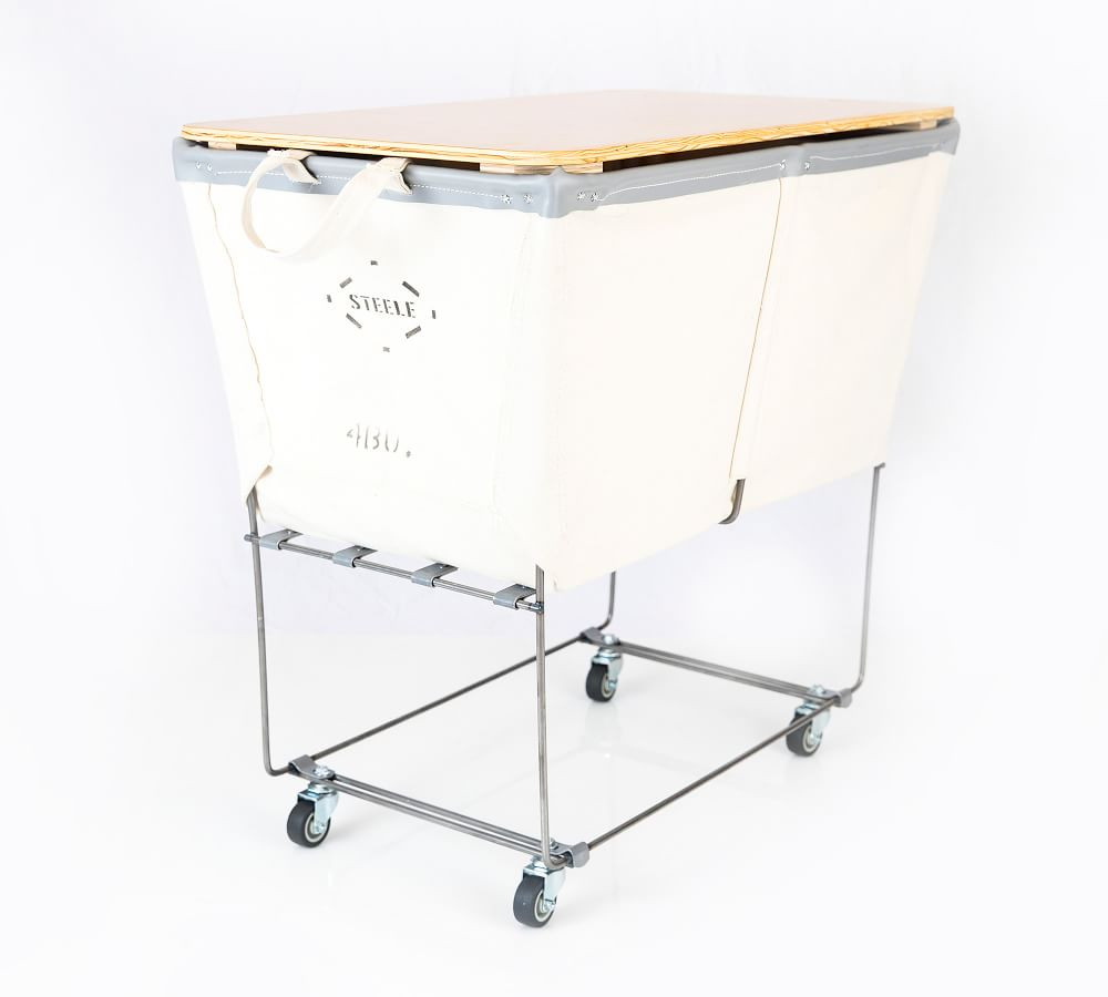 Medium Elevated Rolling Canvas Basket without Lid | Pottery Barn (US)