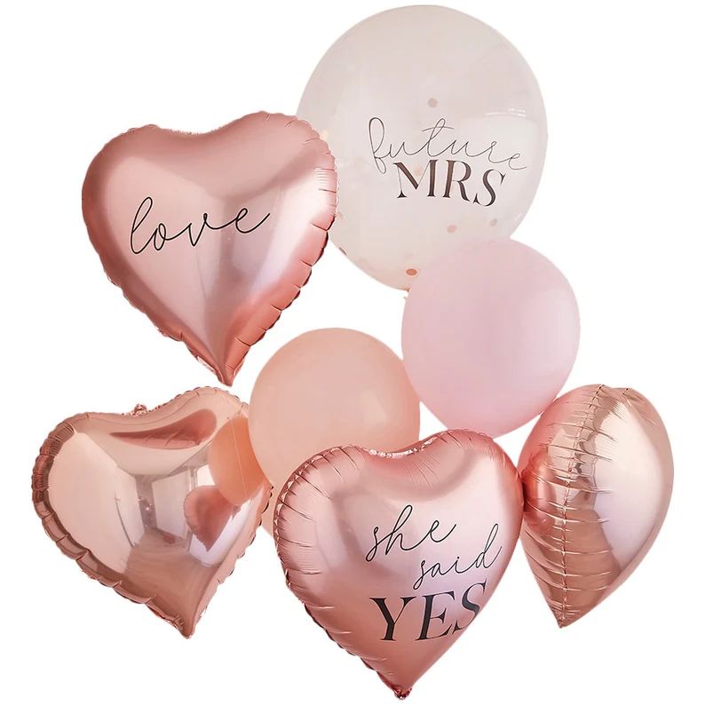 9 Rose Gold Hen Party Balloons, She Said Yes Balloon, Rose Gold Heart Balloons, Hen Party Decor, ... | Etsy (US)
