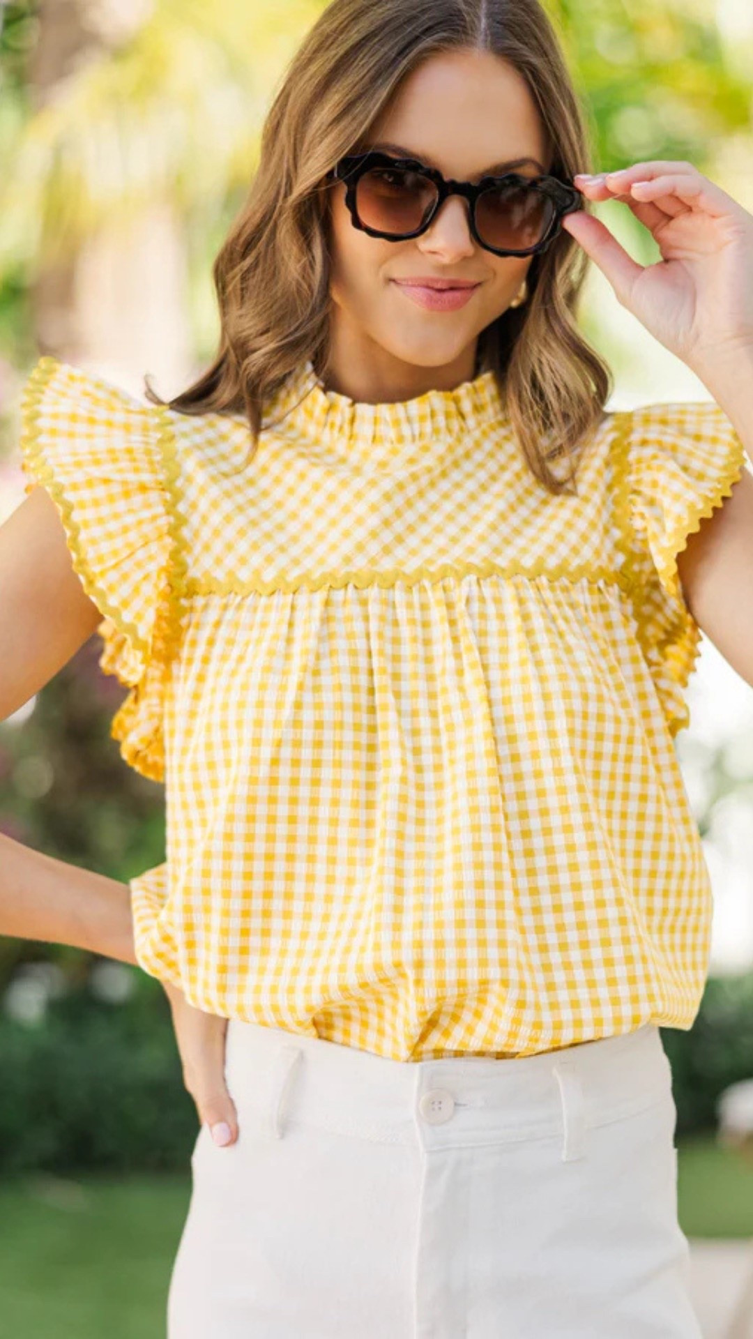 Such a cute spring & summer too! Love the yellow, gingham, and ruffle details. Pair with white jeans for date night, girls night out, or school events. 

Affordable style, spring outfit, summer outfit, women’s clothing 

#LTKootd #LTKSeasonal