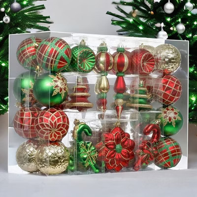 108pc Christmas Sensation Mega Holiday Ornament Set, Unique Baubles, Trees, Candycanes, and Snowflakes| OrnamentallyYou | Target