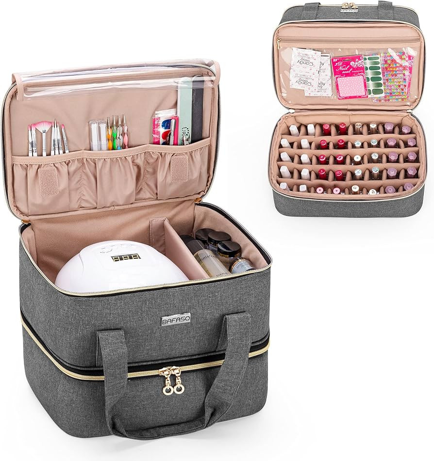 BAFASO Nail Polish Organizer Holds 40 Bottles (15ml - 0.5 fl.oz) and a Nail Lamp, Nail Polish Car... | Amazon (US)