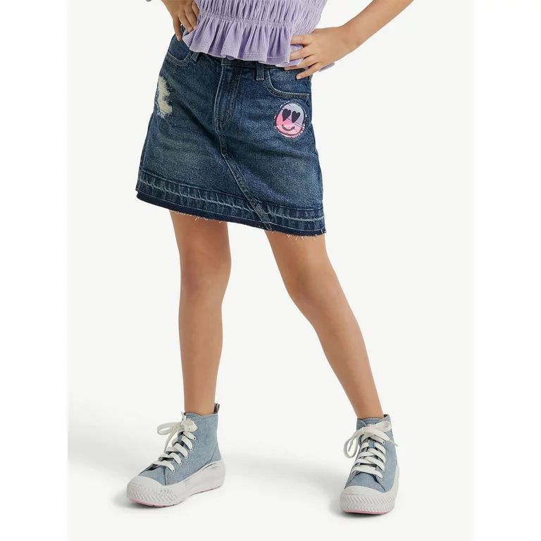 Justice Girls High Rise Icon Denim Skirt, Sizes 6-18, Slim & Plus | Walmart (US)