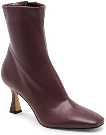 Coutgo Womens Kitten Heel Ankle Boots Square Toe Side Zipper Dressy Booties Fall Shoes | Amazon (US)