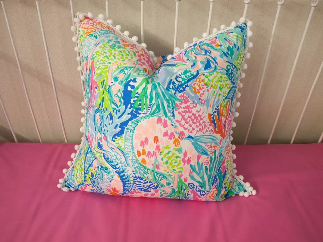 Decorative Pillow Cover Tropical Home Décor, Nursery Décor, Dorm Room, Palm Beach Pillow Corals... | Etsy (US)