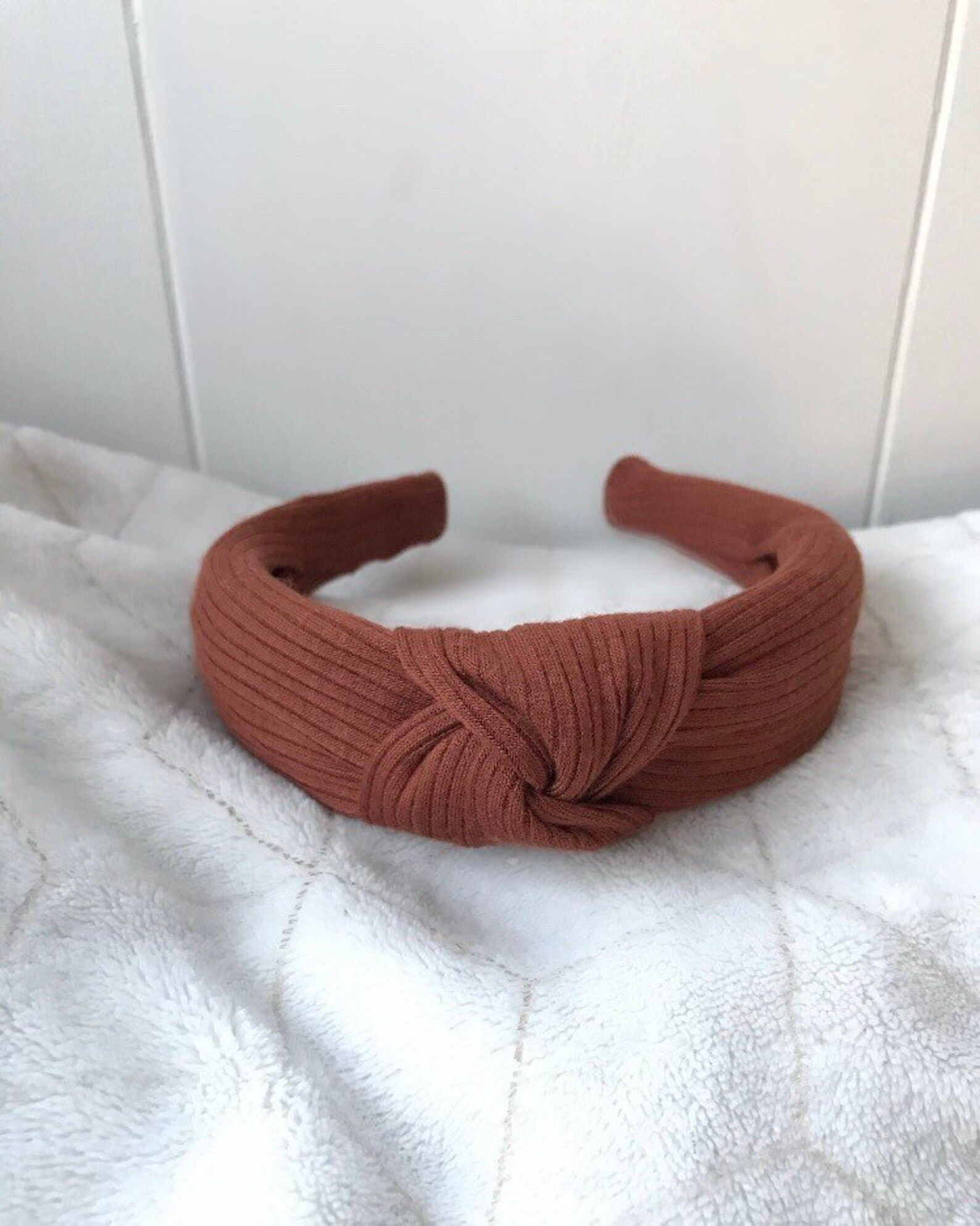 Rust Ribbed Knotted Headband , Top Knot Headband, Womens Headband - Etsy | Etsy (US)