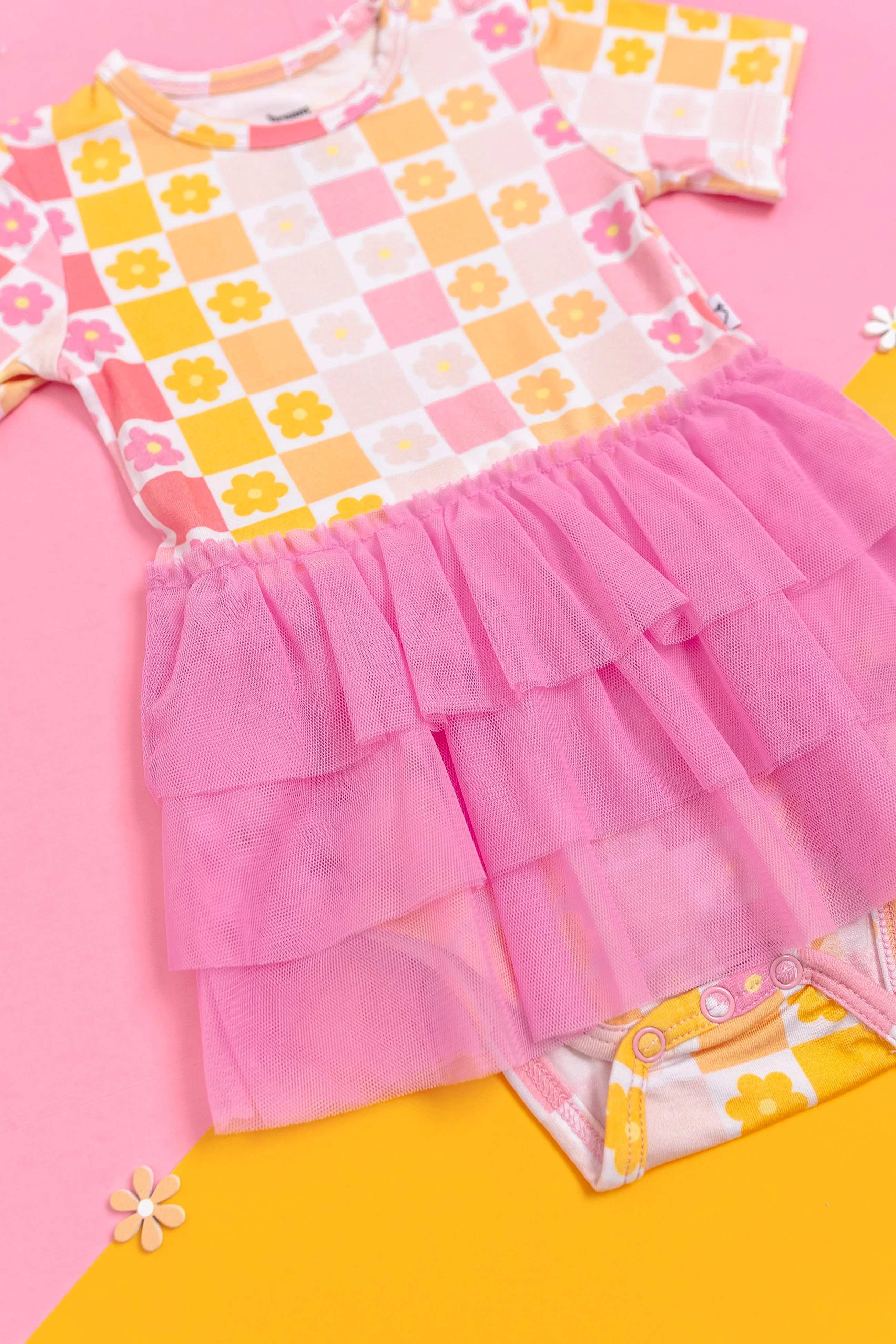 SUMMER SUNSET CHECKERS DREAM TUTU BODYSUIT DRESS | Dream Big Little Co.
