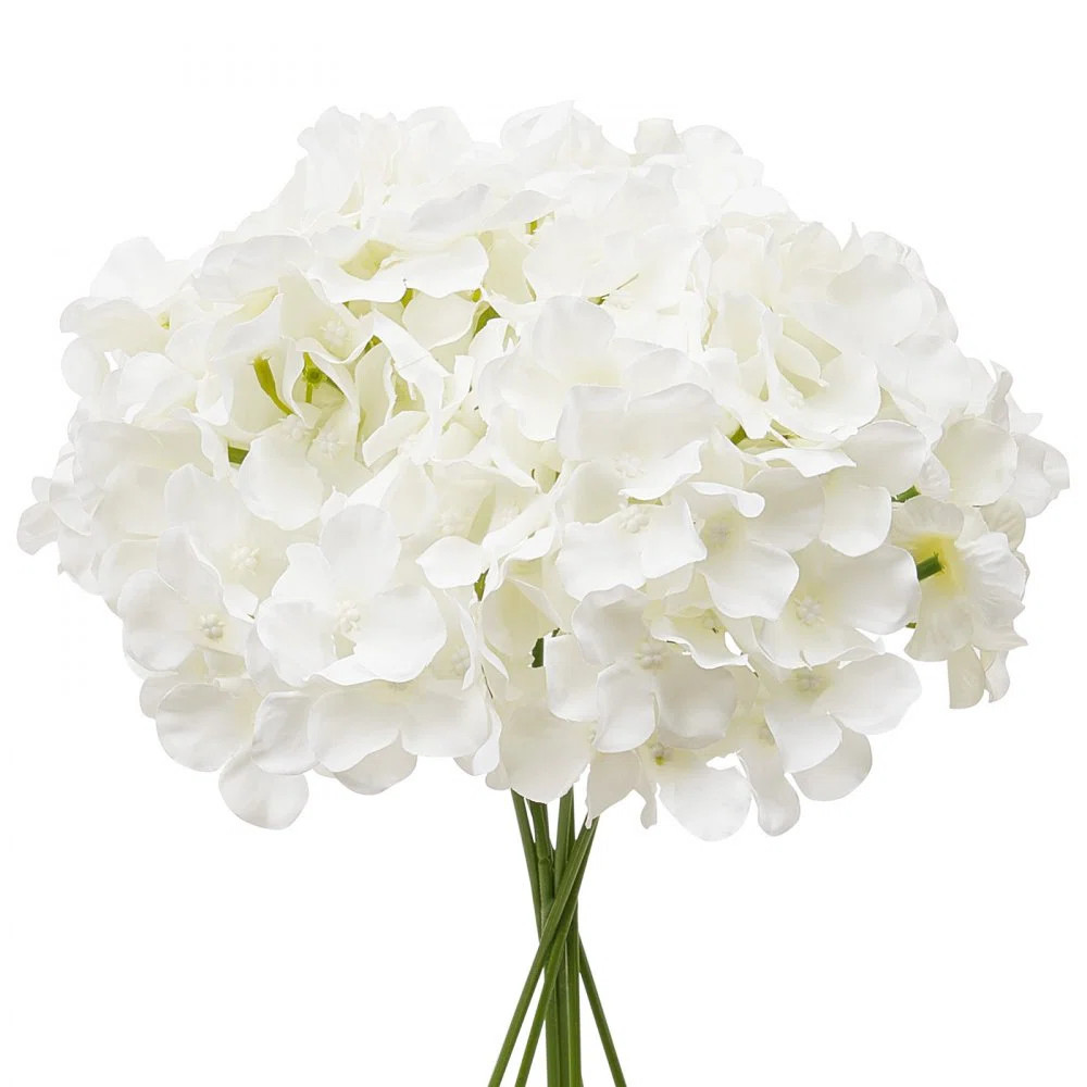 Artificial Silk Hydrangea Flowers 9.8 In Bouquet Arrangement White (Set of 205) | Wayfair North America