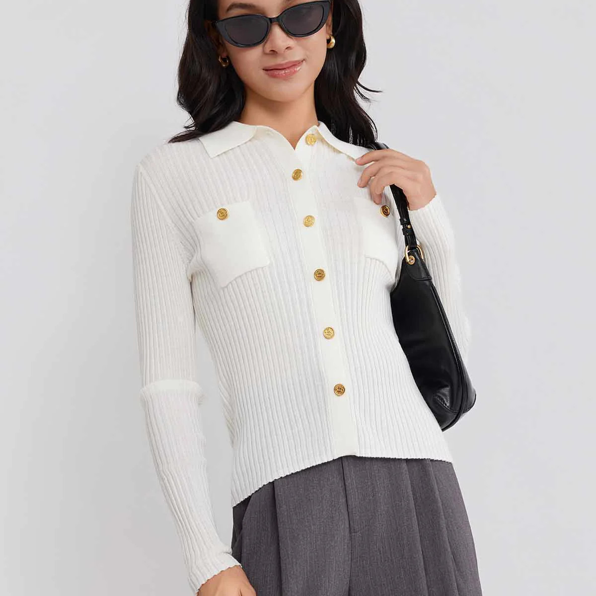 ASOBIO Ribbed Wool-Blend Cardigan | ASOBIO (US)