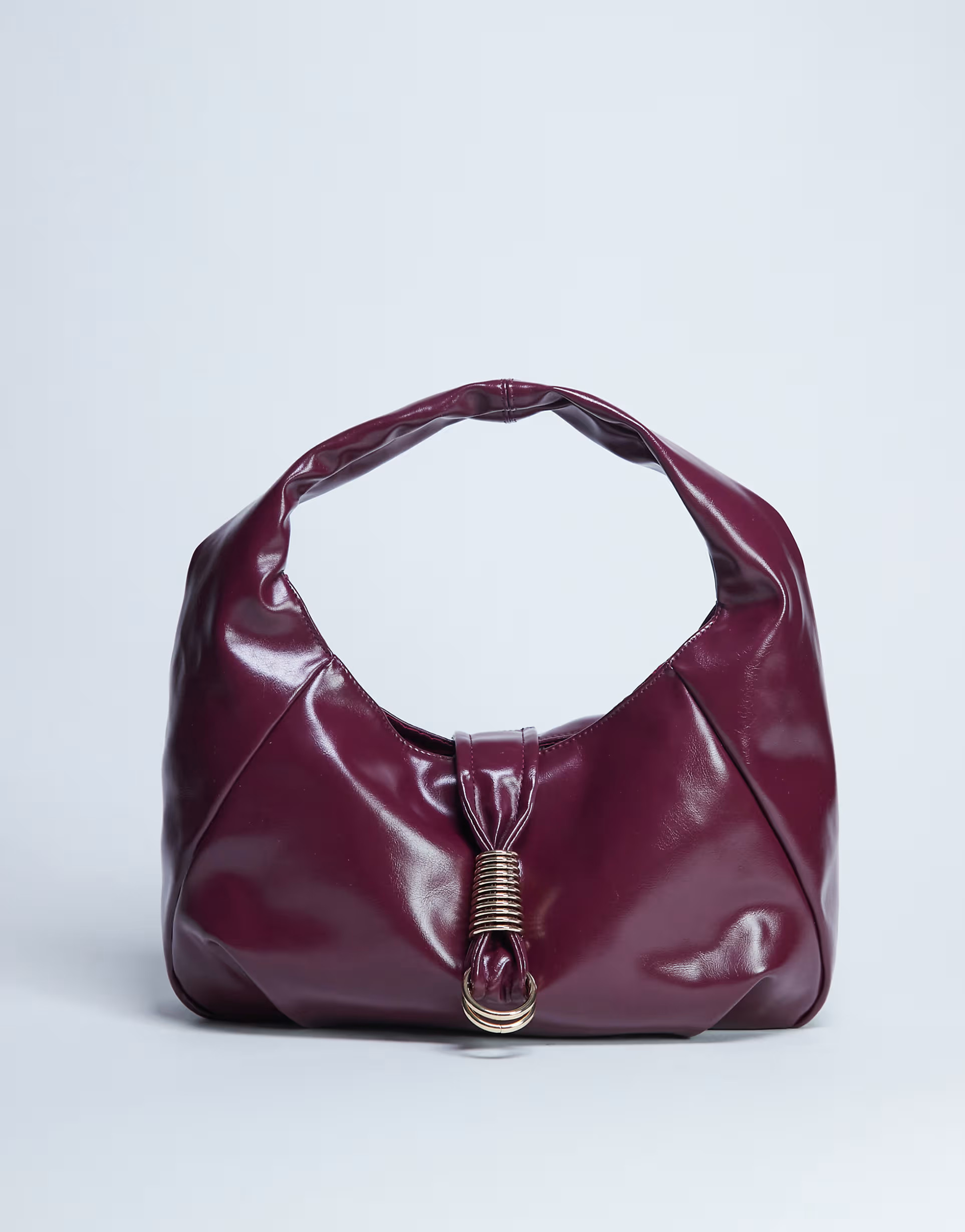 Topshop Tilly metal hardware slouchy tote bag in burgundy | ASOS (Global)