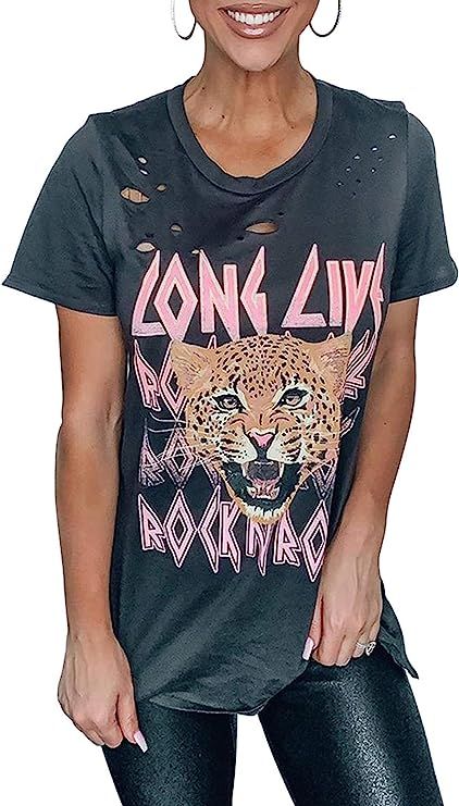 SOFIA'S CHOICE Women Tiger Tee Shirt Short Sleeve Tie dye Graphic Round Neck Casual Cute Top | Amazon (US)