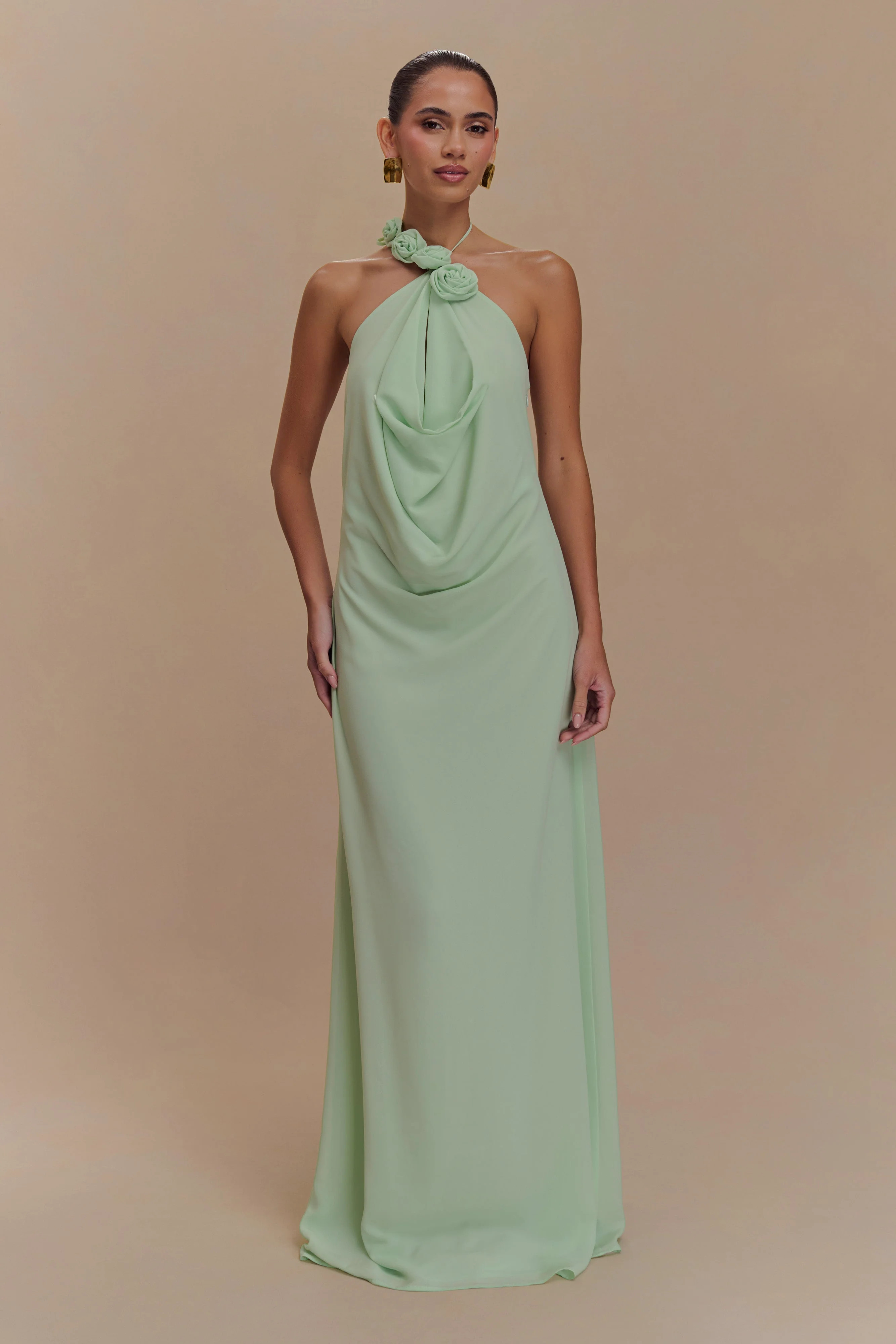 Rosalia Cowl Neck Maxi Dress - Sage | MESHKI US