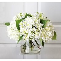 Premium White & White/Green Silk Hydrangea Flowers Centerpiece in Glass Container-Hydrangea Table Arrangement-Silk | Etsy (US)