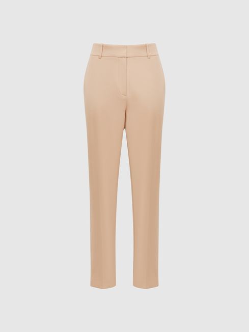 Reiss Cream Ember Petite High-rise Slim Leg Trousers | Reiss UK