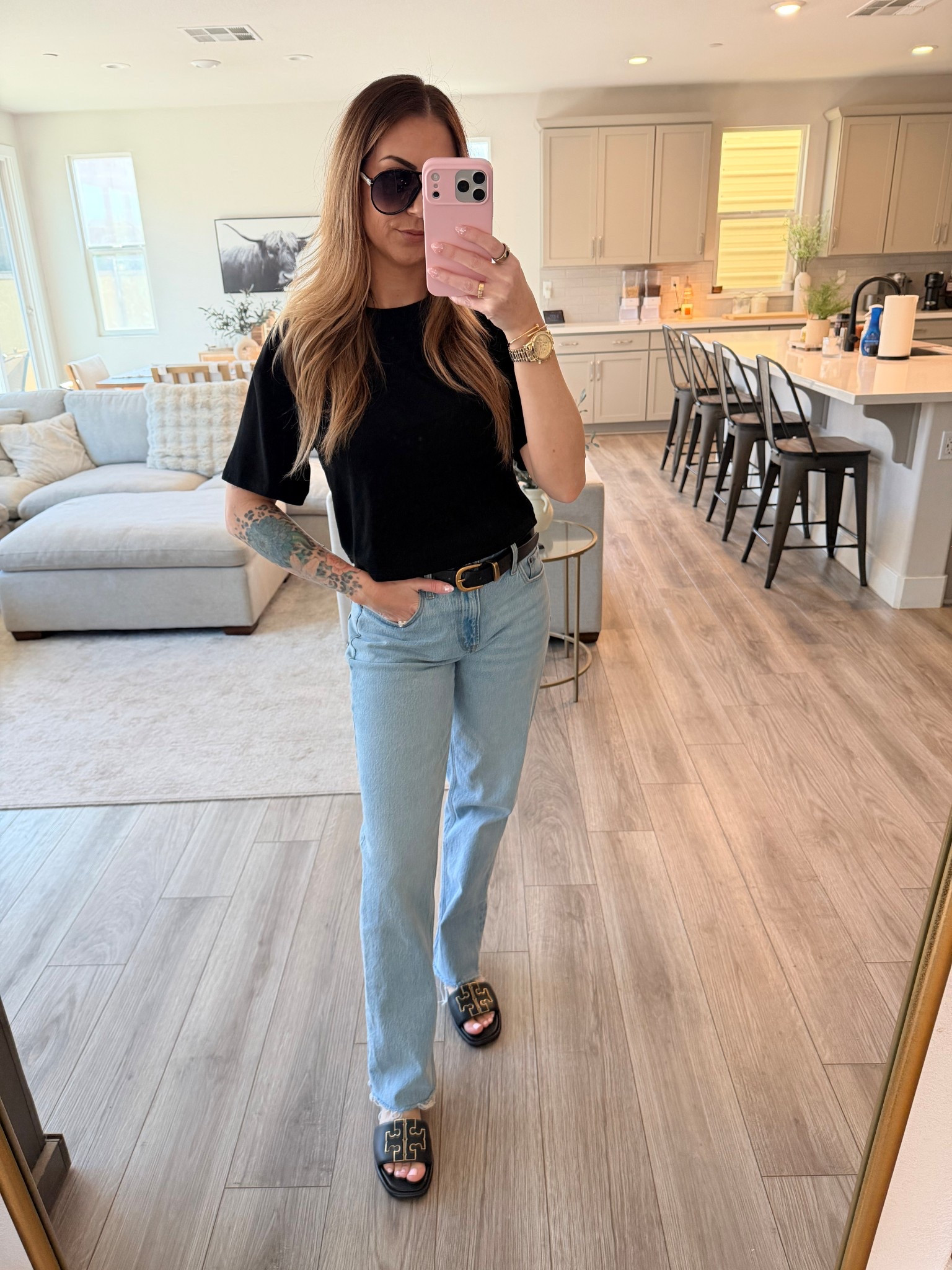 My go to daily fit! Long crop top in size small. Denim are size 28 long  

#LTKmomlife #LTKgrwm #LTKootd