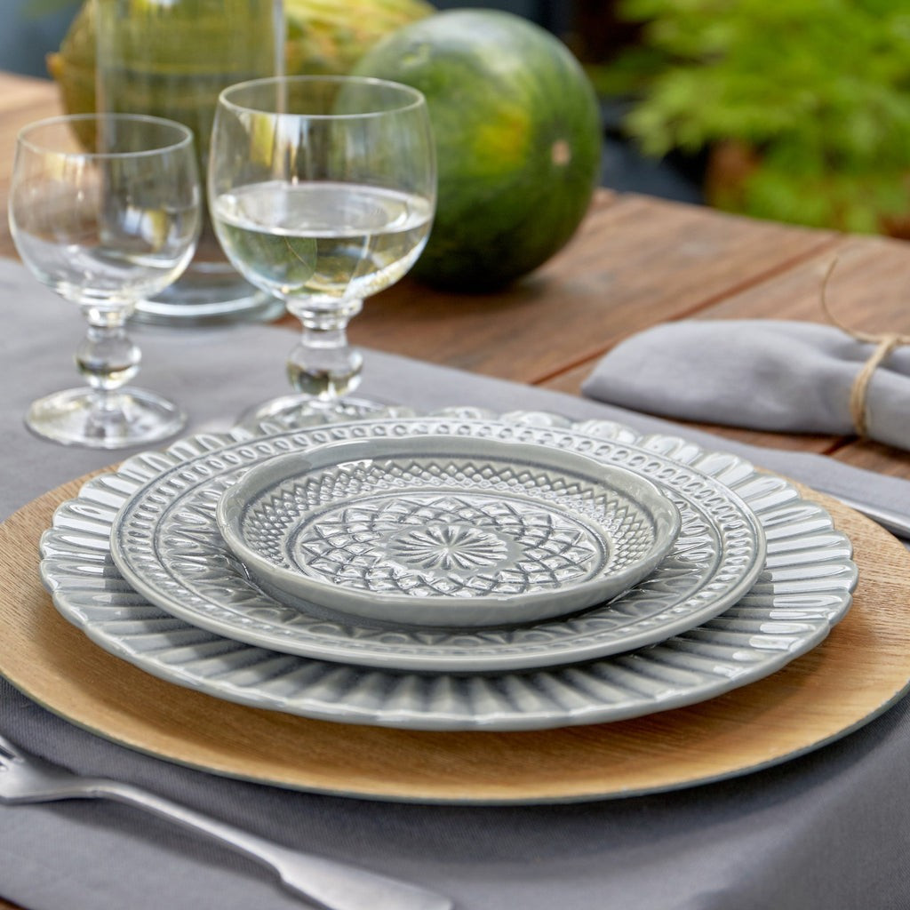 Bijou Stoneware Bread Plate Gray (set of 6) | Purple Rose Home
