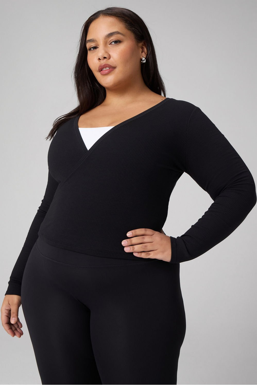 Modal Rib V-Neck Long-Sleeve Top | Fabletics