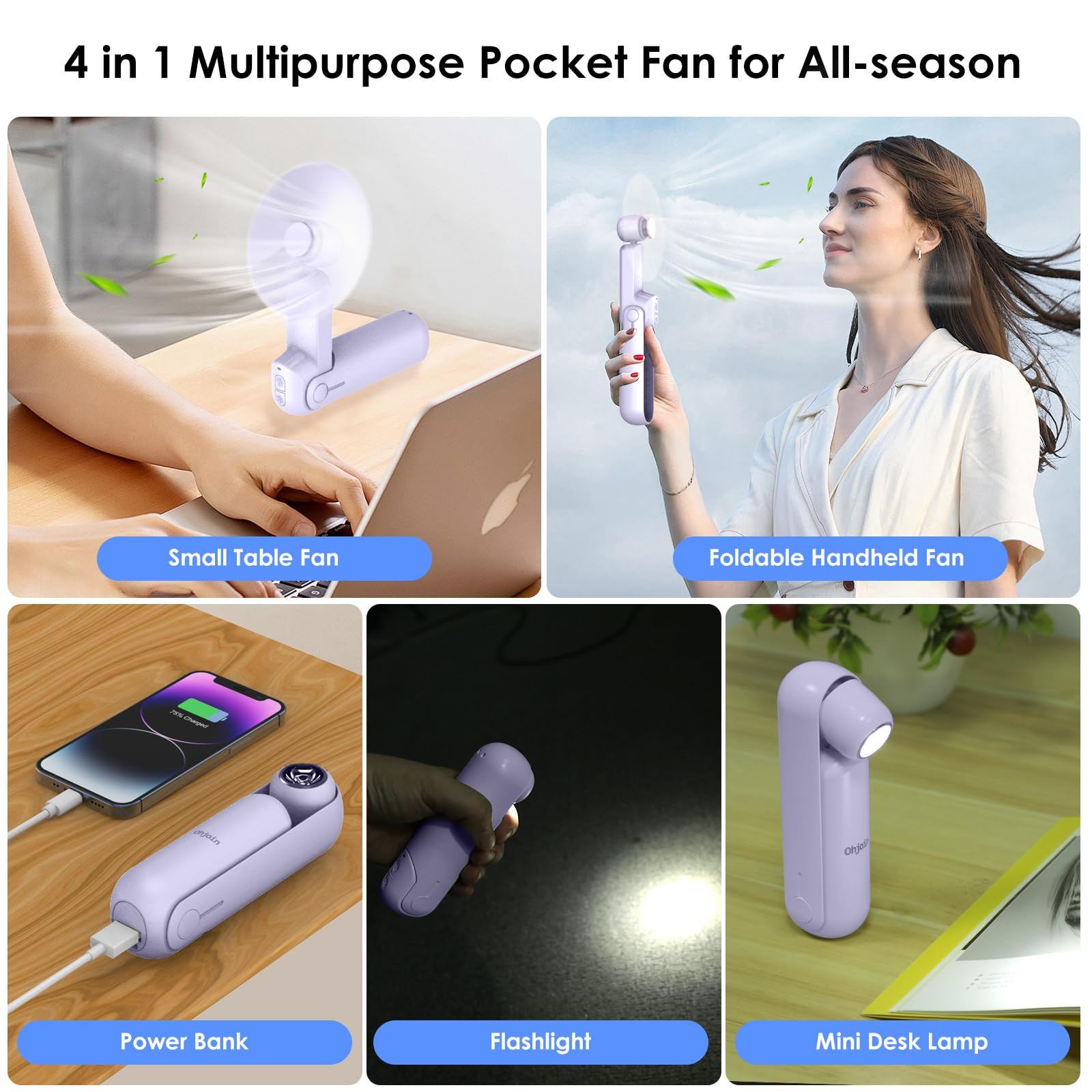 4 IN 1 Portable Mini Handheld Fan,Personal Foldable Pocket Travel Fan,Small Hand Fan for Face Las... | Amazon (US)