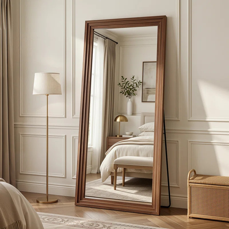 Wood Full Length Mirror Wooden Full Body Mirror with Stand | Wayfair North America