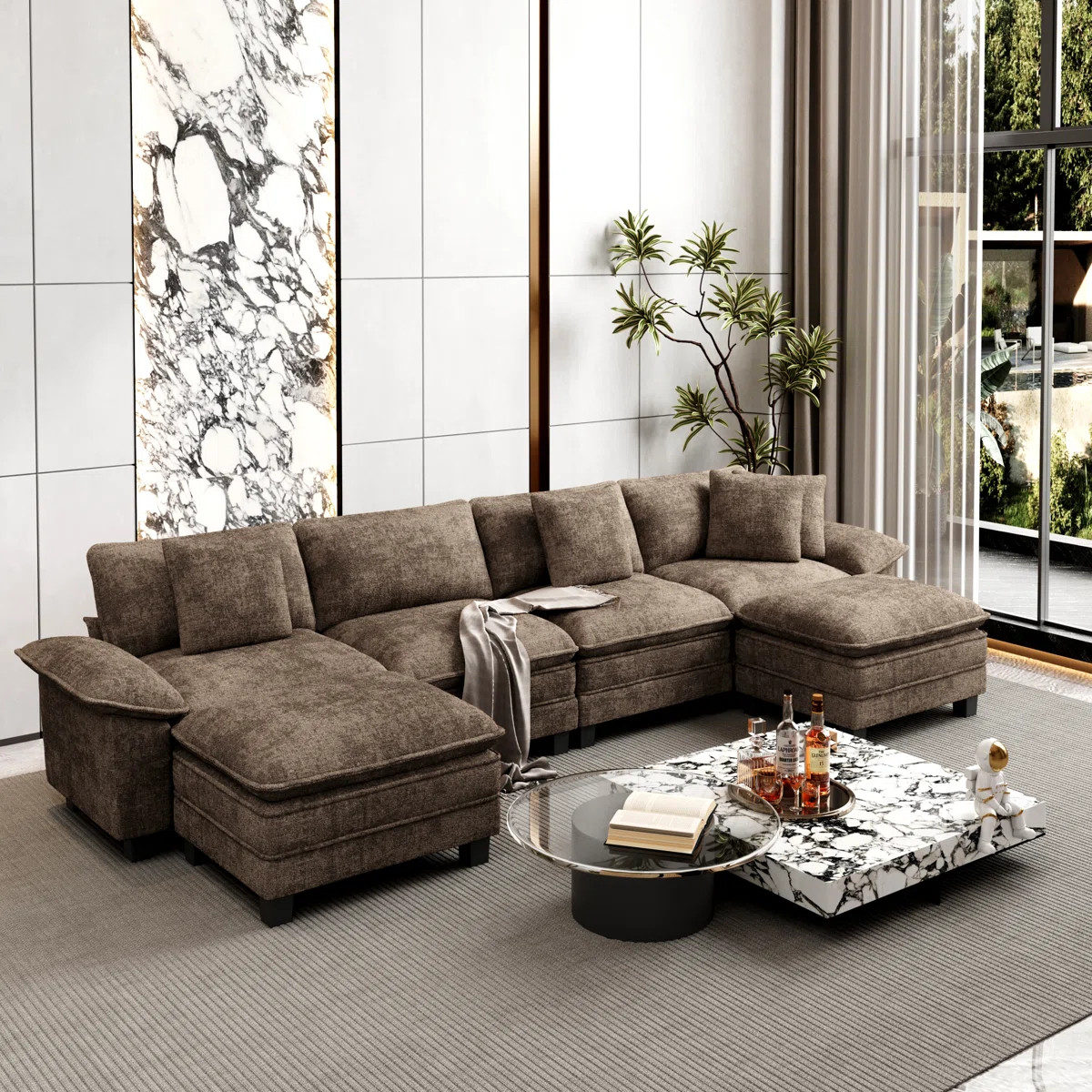 158" Modular Sectional Sofa, Oversized U Shaped Couches with Ottomans, 6-Seater Deep Seat Sofa wi... | Wayfair North America