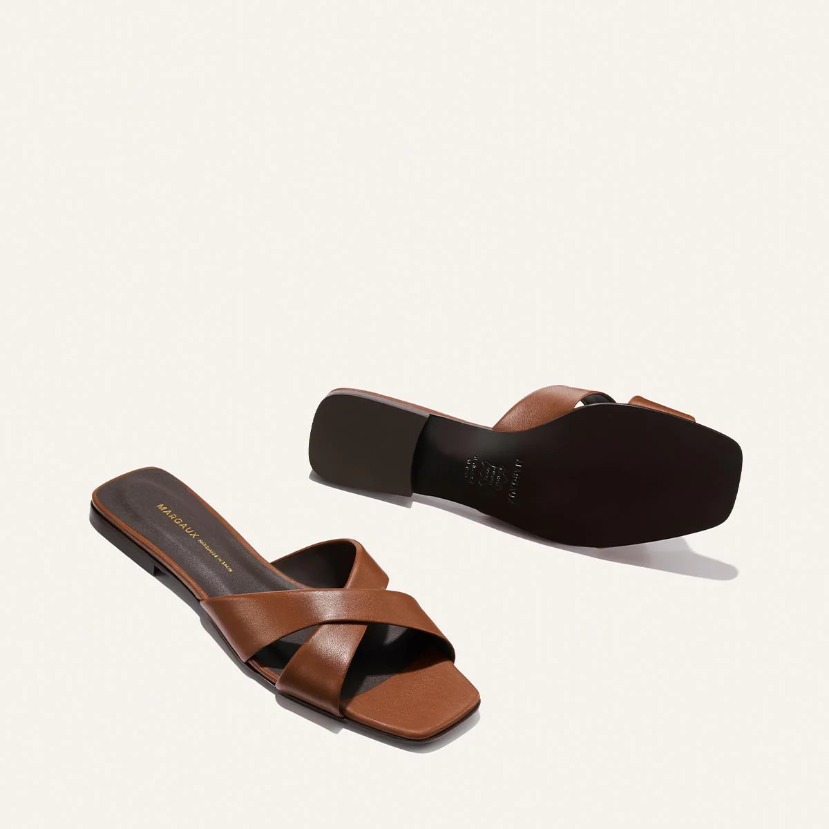 The Selene Flat Sandal - Cognac Nappa | Margaux