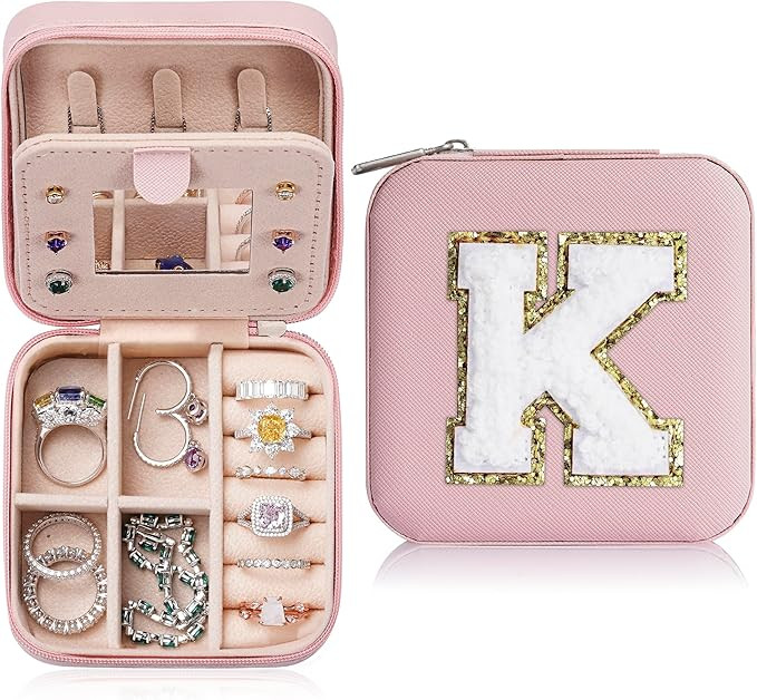 Parima Christmas Gifts for Mom - Small Travel Jewelry Box, Travel Jewelry Case with Mirror for Ne... | Amazon (US)