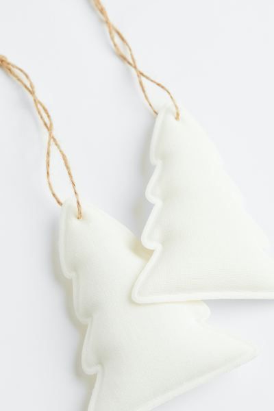 2-pack linen-blend Christmas Ornaments - White/fir tree - Home All | H&M US | H&M (US + CA)