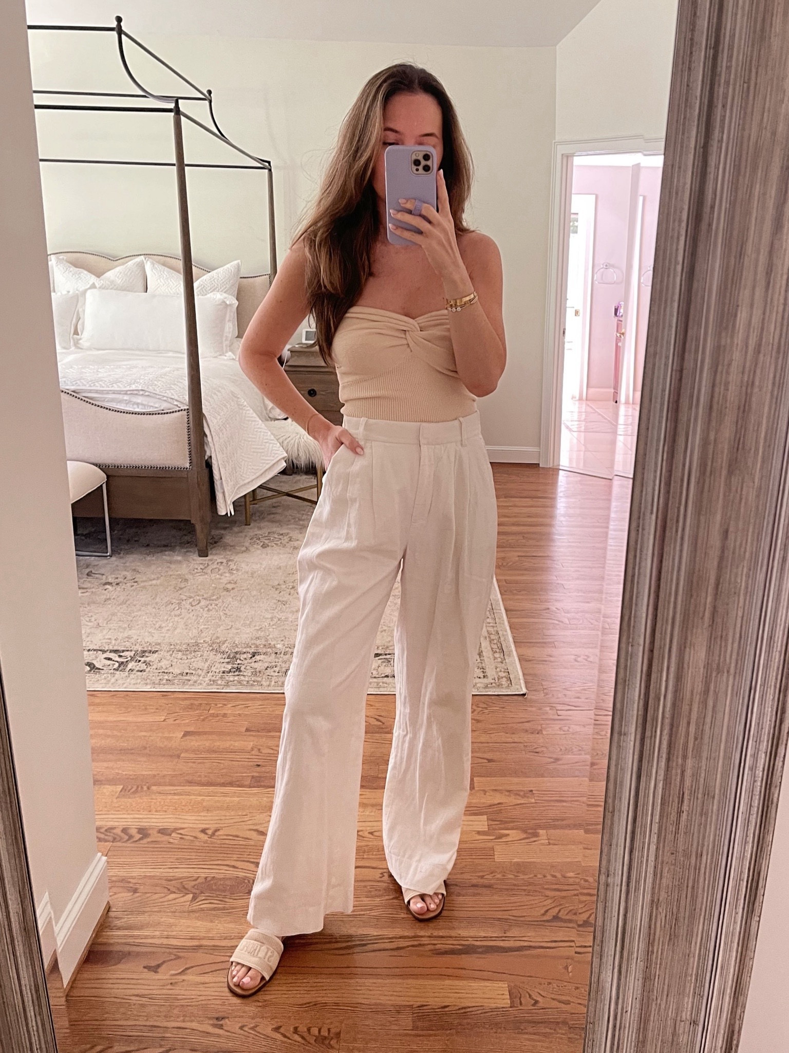 Spring outfit inspiration! This tie front top is one of my faves, runs tts, wearing a small. Linen pants are perfect for Spring! Linking the same vibe for less in the Steve Madden Knox sandals. 


#LTKSeasonal #LTKstyletip #LTKfindsunder50