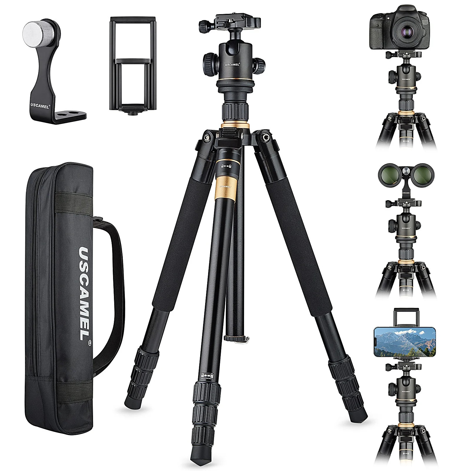 USCAMEL Camera Tripod, Pro Video Tripods for Camera DSLR Adjustable 63" Monopod, Foldable Outdoor... | Walmart (US)