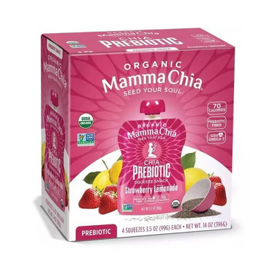 Mamma Chia Strawberry Lemonade Squeeze Vitality Snack Pouches - 14oz/4pk | Target