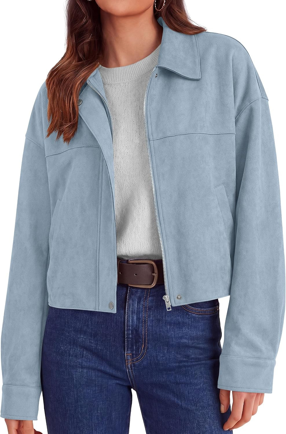PRETTYGARDEN Women's Faux Suede Cropped Fall Jackets | Amazon (US)
