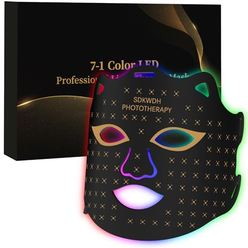 SDKWDH Red Light Therapy for Face, 7 Colors LED Face Mask Light Therapy At Home, Led Face Mask Light Therapy | Amazon (US)