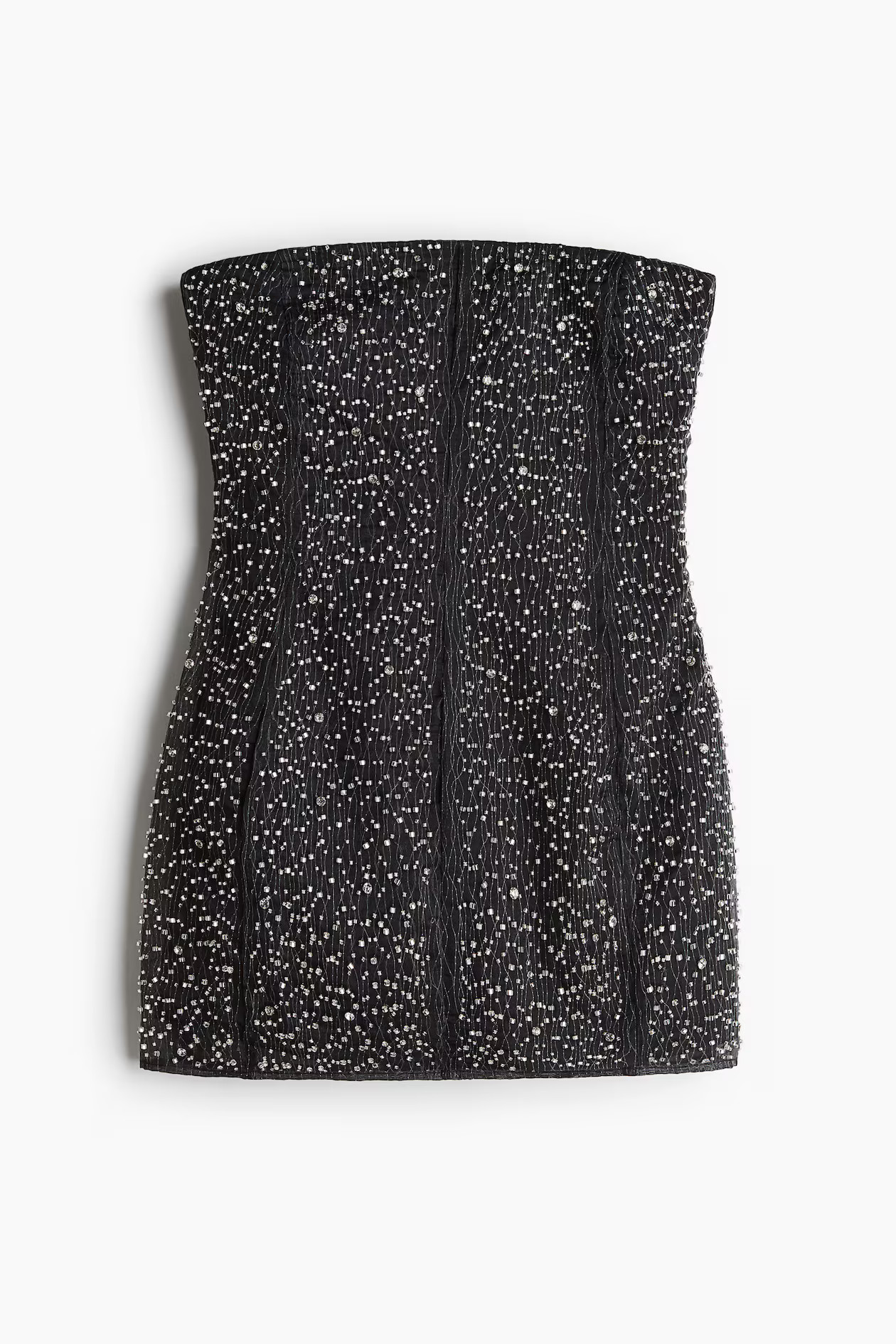 Embellished bandeau top - Black/Silver-coloured - Ladies | H&M GB | H&M (UK, MY, IN, SG, PH, TW, HK)