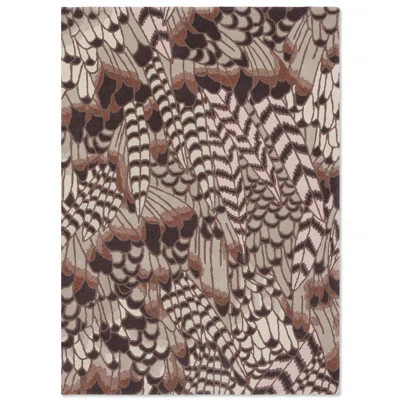 Animal Print Handmade Tufted Wool Area Rug in Black/Ivory/Brown | Wayfair North America