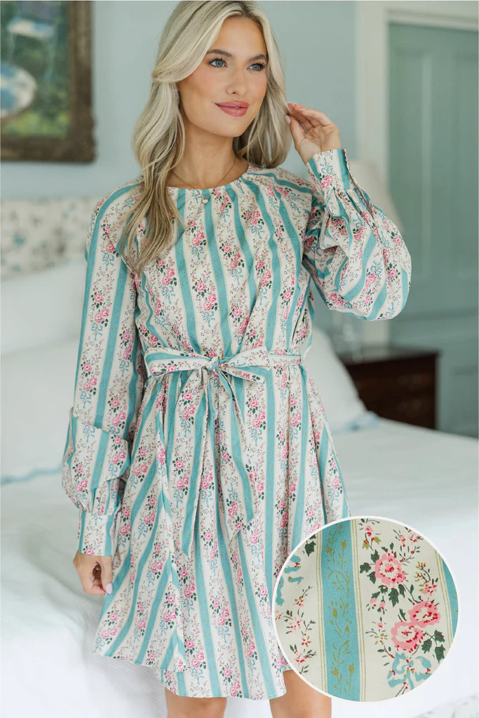 NURSING COLLECTION: In Your Love Blue Floral Tied Waist Dress | The Mint Julep Boutique