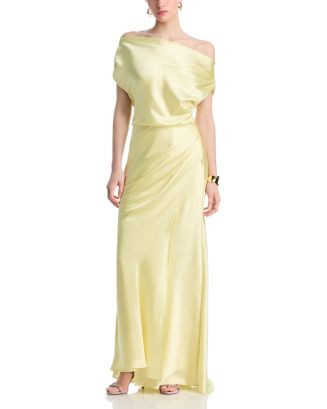 AQUA Satin Off The Shoulder Dress - Exclusive | Bloomingdale's Women | Bloomingdale's (US)