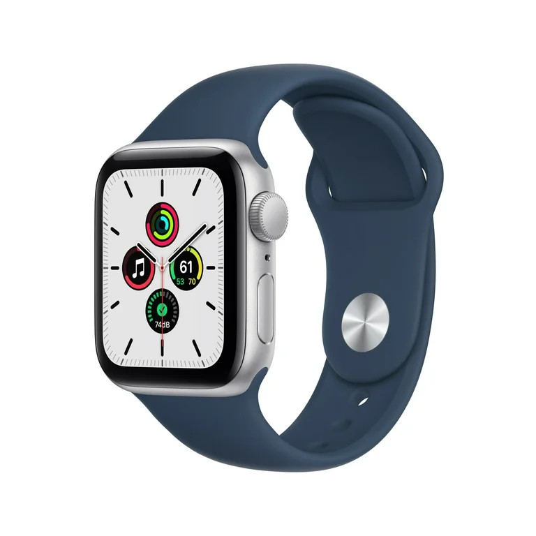 Apple Watch SE (1st Gen) GPS, 40mm Silver Aluminum Case with Abyss Blue Sport Band - Regular | Walmart (US)