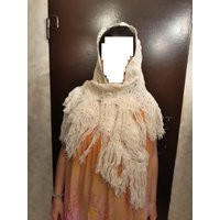 Vintage Knitted Scarf White Triangular Fringe Shawl | Etsy (US)