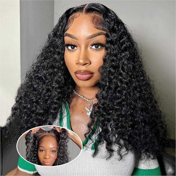 5x5 HD Lace Closure Wigs Human Hair Deep Wave Bob Wigs for Black Women Glueless Wigs Pre Plucked ... | Amazon (US)