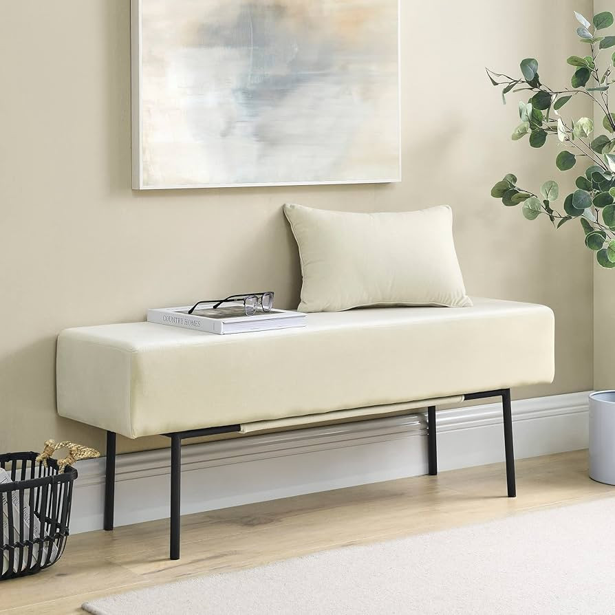 ECLYL Velvet Upholstered Bench, 45‘’ End of Bed Bench, Modern Ottoman Bench with Metal Legs f... | Amazon (US)
