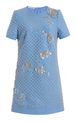 Floral Crystal Wool-Blend Mini Cocktail Dress | Moda Operandi (Global)